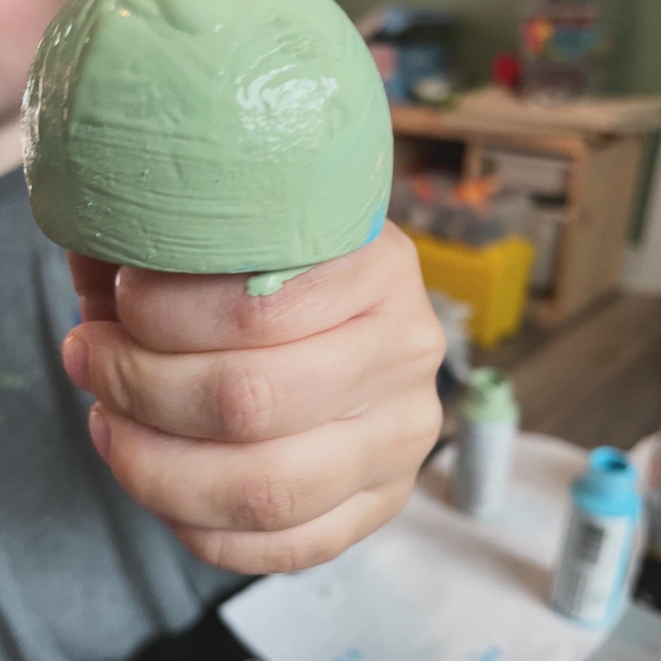 Painted wooden mushroom