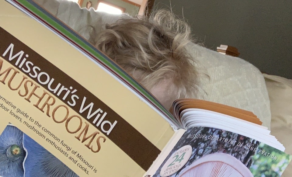 boy with mushroom book