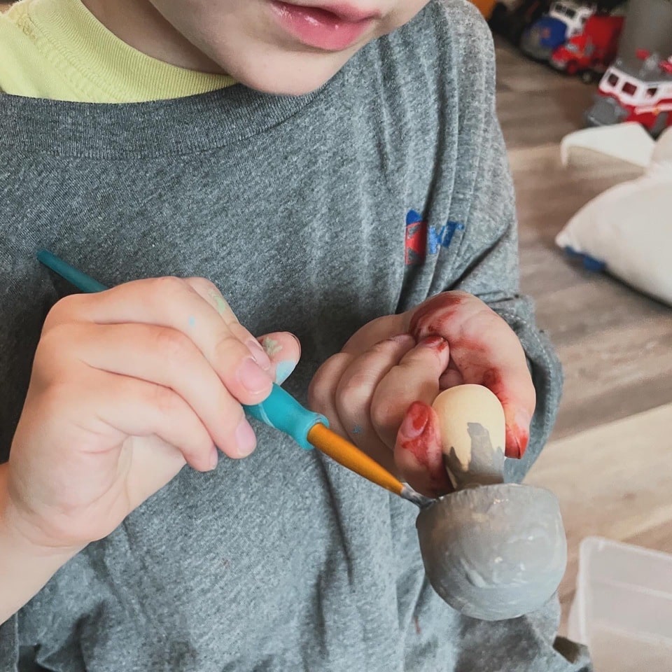 painting wooden shrooms