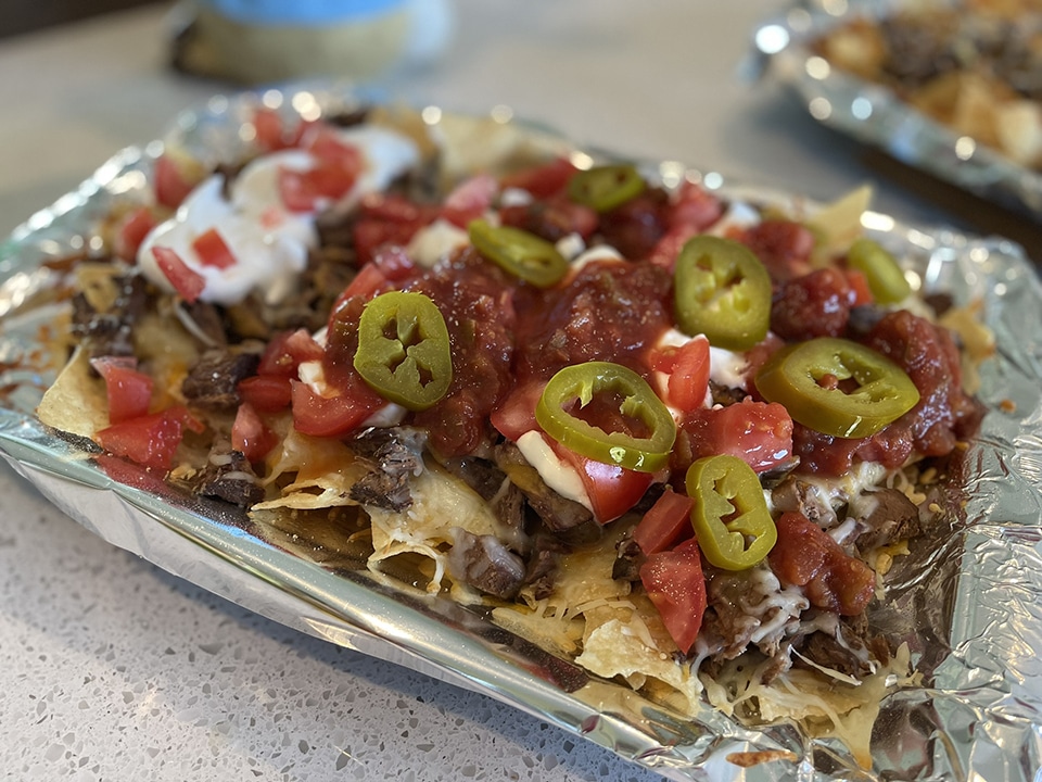 Leftover venison loin nachos