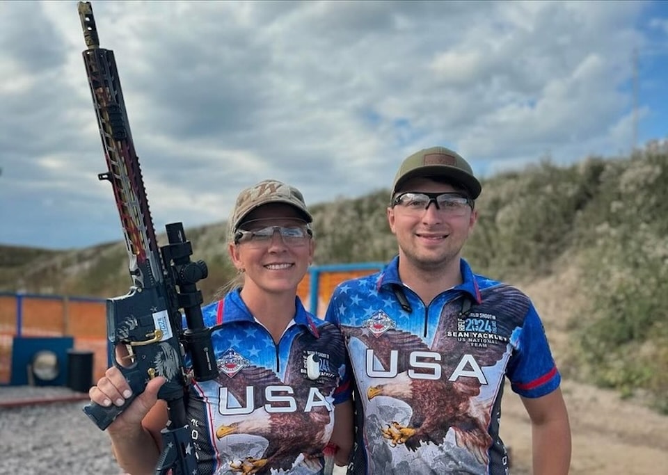 BEcky Yackly modeling safe gun handling