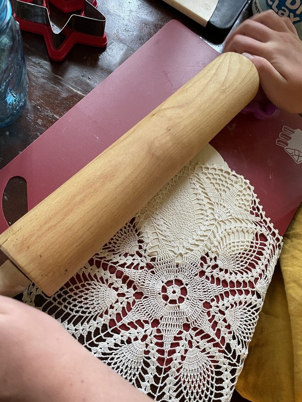 rolling pin and doily