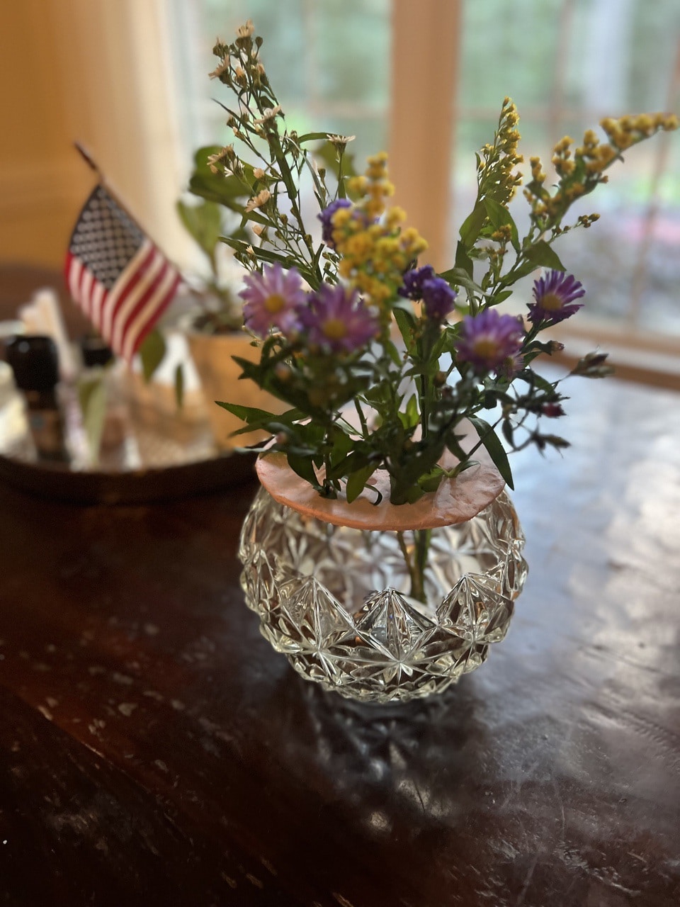 vase with air dryed clay frog