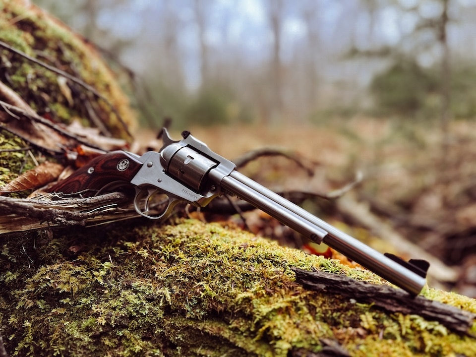 Ruger Single 7 on log