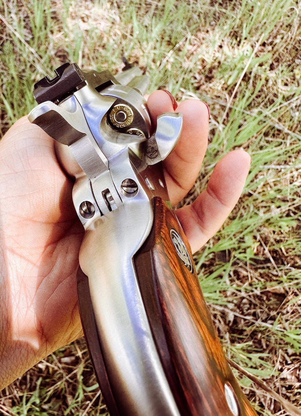 Woman holding Ruger Single 7