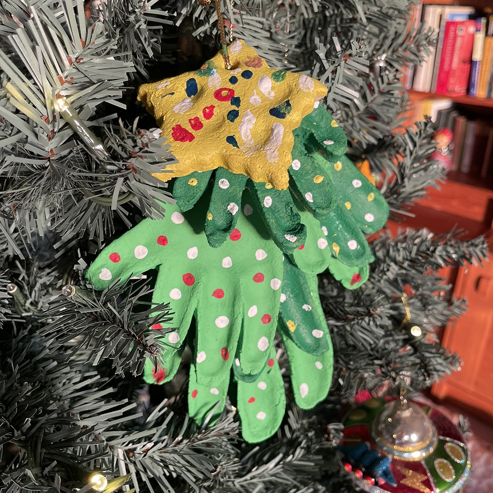 Handprint Christmas Tree on tree