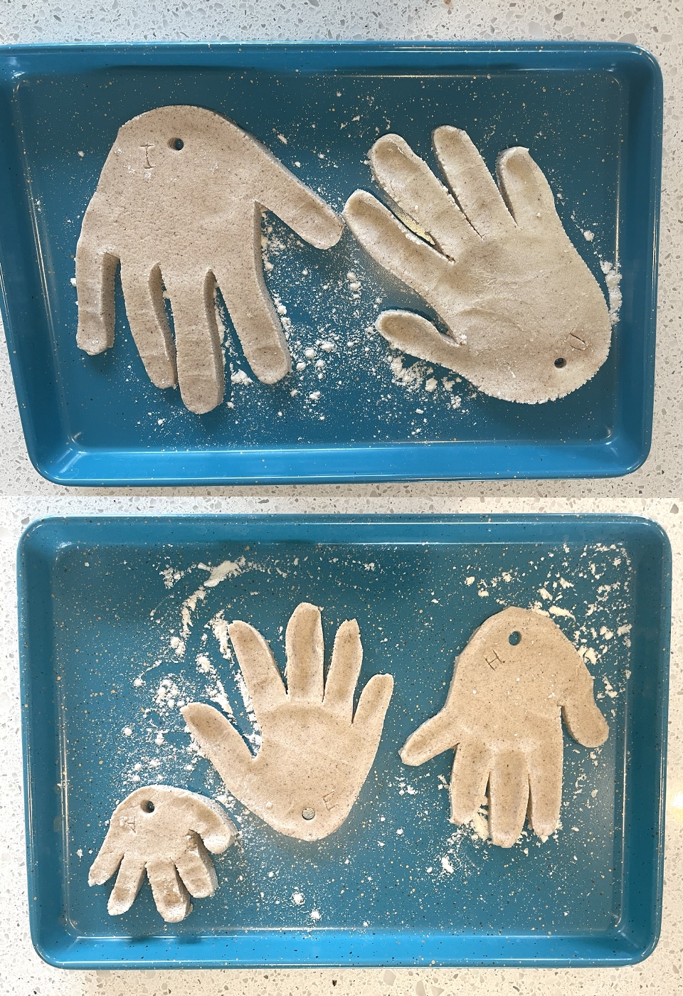 Handprints ready to be baked