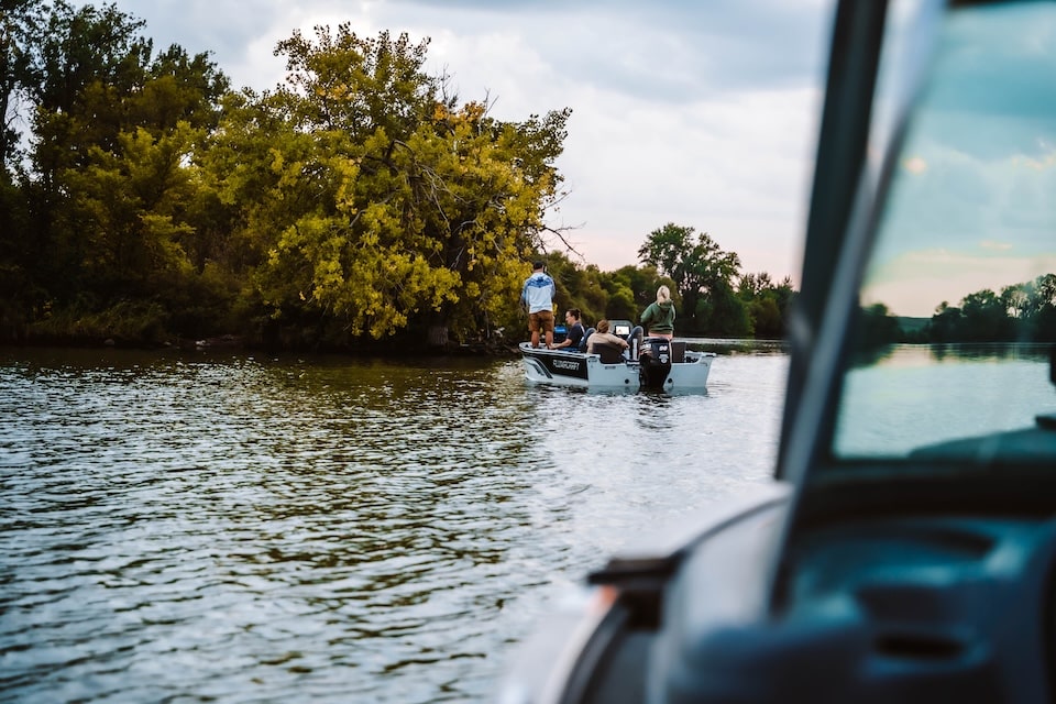 Group fishing from boat