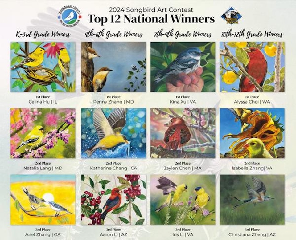 Winners of the 2024 Songbird Art Contest Songbird Art Contest