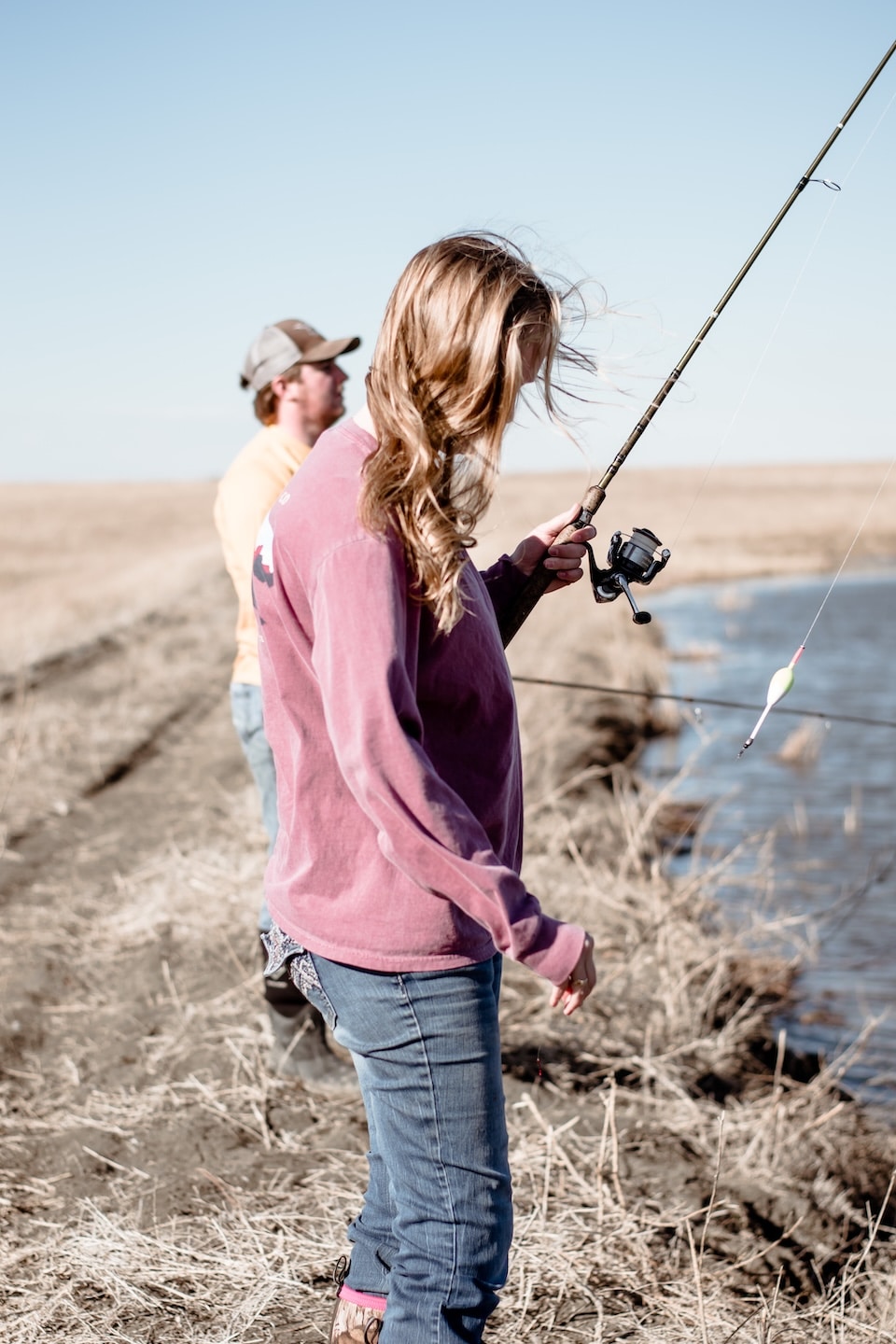 Woman Getting Ready to Fish at Fort Pierre National Grasslands South Dakota anglers