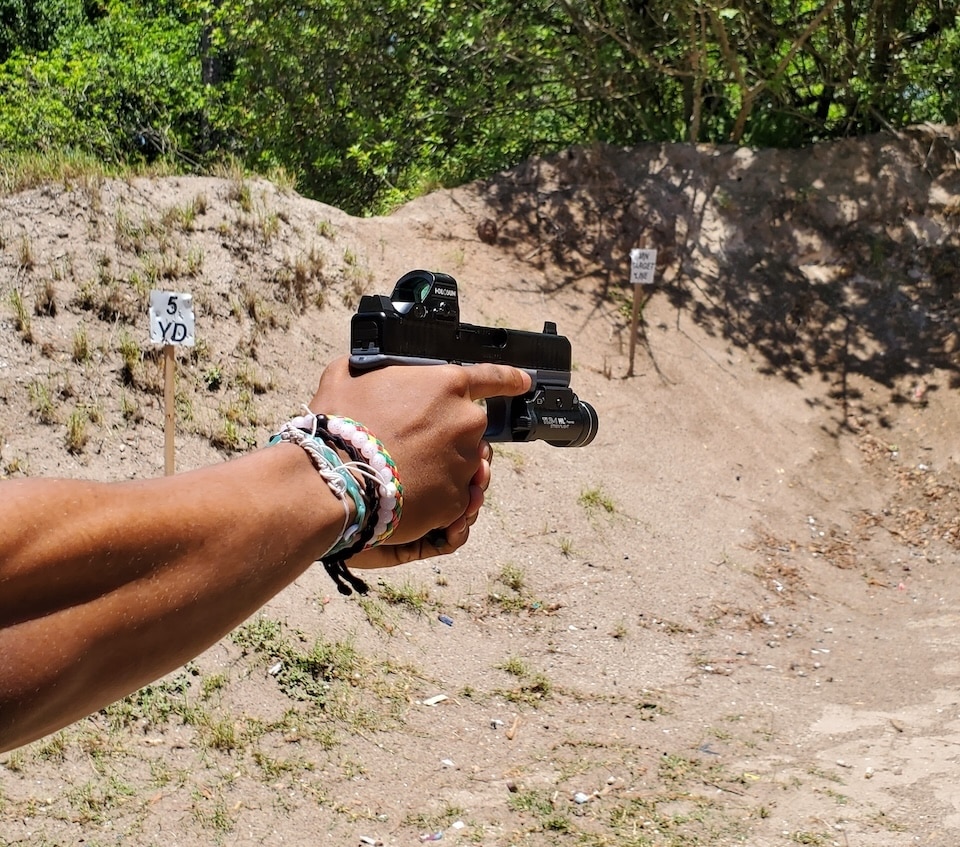 A student training on the range